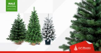 Na obrázku sa nachádzajú 3 male vianoČne stromčeky vo výškach od 60cm až po 90cm . Po pravej strane je detail jedného z nich .
