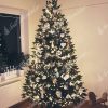Ozdobený umelý vianočný stromček 3D Jedľa Kanadská 210cm do biela.