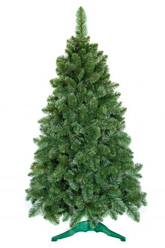 Umelý vianočný stromček bledšej zelenkastej farby. Stromček je postavený na umelom stojane.