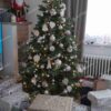 Umelý vianočný stromček 3D Smrek Exkluzívny 180cm LED300, stromček je ozdobený bielymi a ružovými ozdobami
