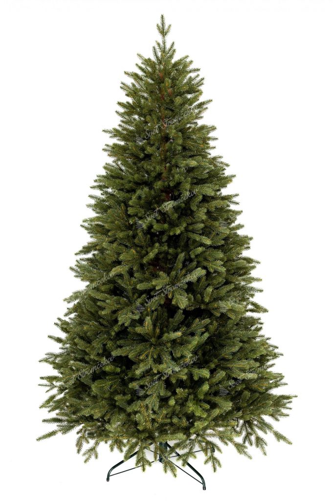 FULL 3D vianočný stromček tmavo zelenej farby. Stromček ma smrekové 3D ihličie a stojí na kovovom stojane.