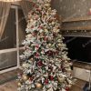 Ozdobený vianočný stromček 3D Smrek Kráľovský 240cm zlatými a Červenými vianočnými guľami