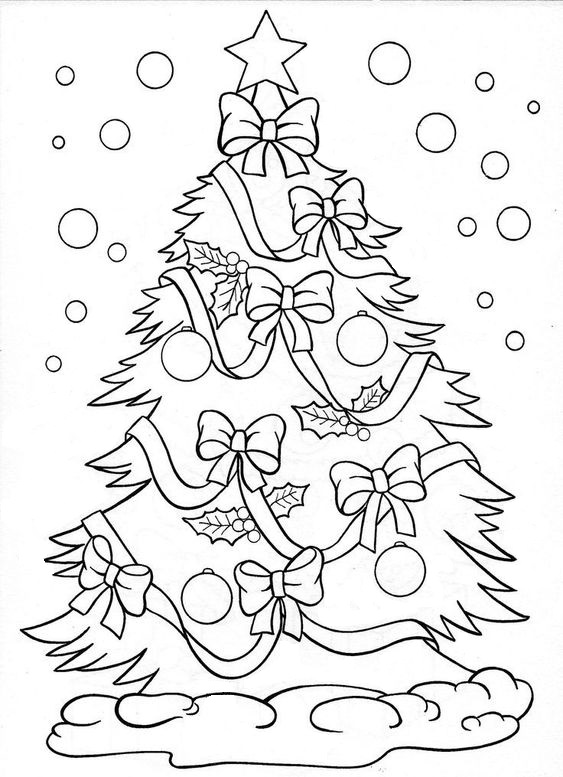 Vianočný stromček omaľovánka. Ozdobený vianočný stromček.