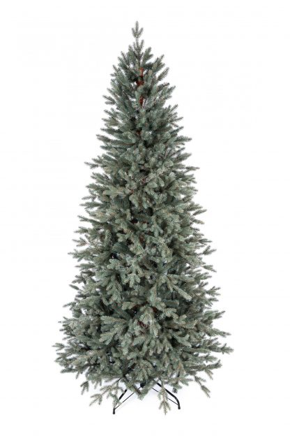Umelý vianočný stromček 3D Smrek Ľadový Úzky. Vianočný stromček tyrkysovo-striebornej farby.
