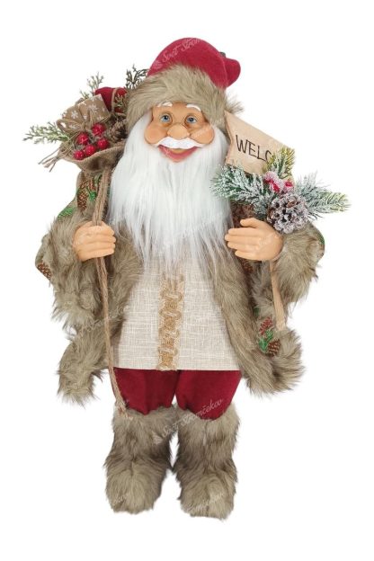Dekorácia Santa Claus Bordový s hustou kožušinou 46cm
