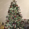 Umelý vianočný stromček FULL 3D Smrek Exkluzívny 180cm, stromček je husto ozdobený červenými ozdobami