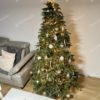 Umelý vianočný stromček 3D Jedľa Kaukazská 210cm s bielymi a zlatými vianočnými ozdobami