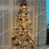 Umelý vianočný stromček 3D Jedľa Sibírska 270cm LED s červenými a bielymi vianočnými ozdobami