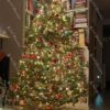Umelý vianočný stromček 3D Jedľa Smaragdová 240cm s červenými vianočnými ozdobami v slamenom košíku