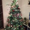 Umelý vianočný stromček 3D Jedľa Striebristá 210cm s červenými vianočnými ozdobami