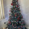 Umelý vianočný stromček FULL 3D Jedľa Kanadská 210cm s červenými vianočnými ozdobami