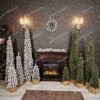 Vianočná kolekcia Smrek Štíhly v kvetináči zasnežný, stromček je osadený v jutovom kvetináči