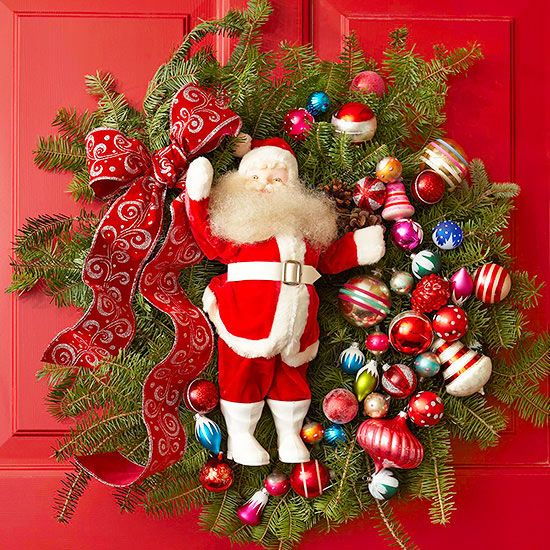 Farebný vianočný veniec na dvere