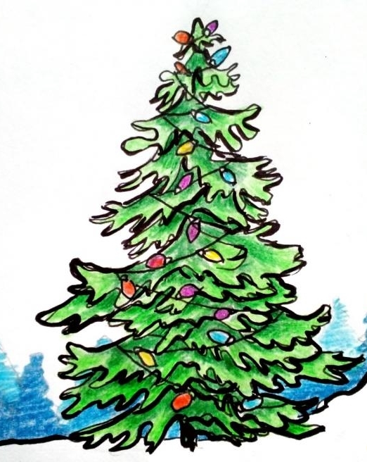 Vianočný stromček kreslený -6