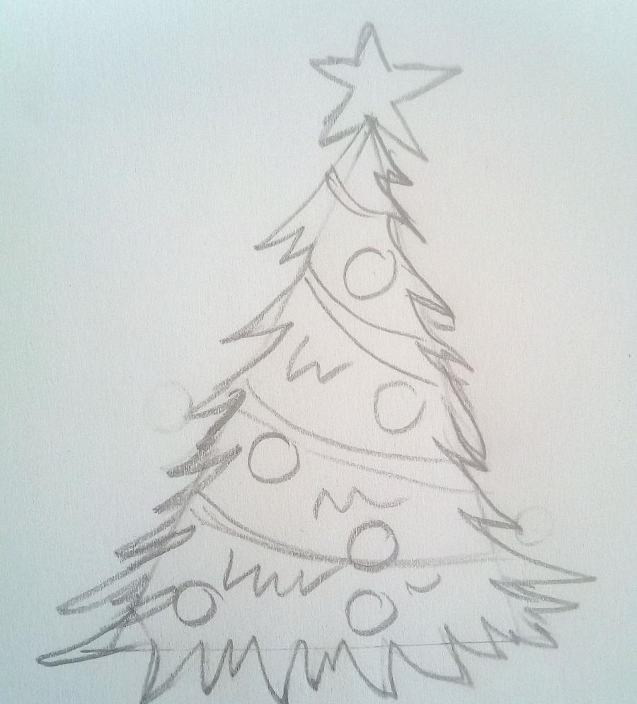 Vianočný stromček kreslený -3,3