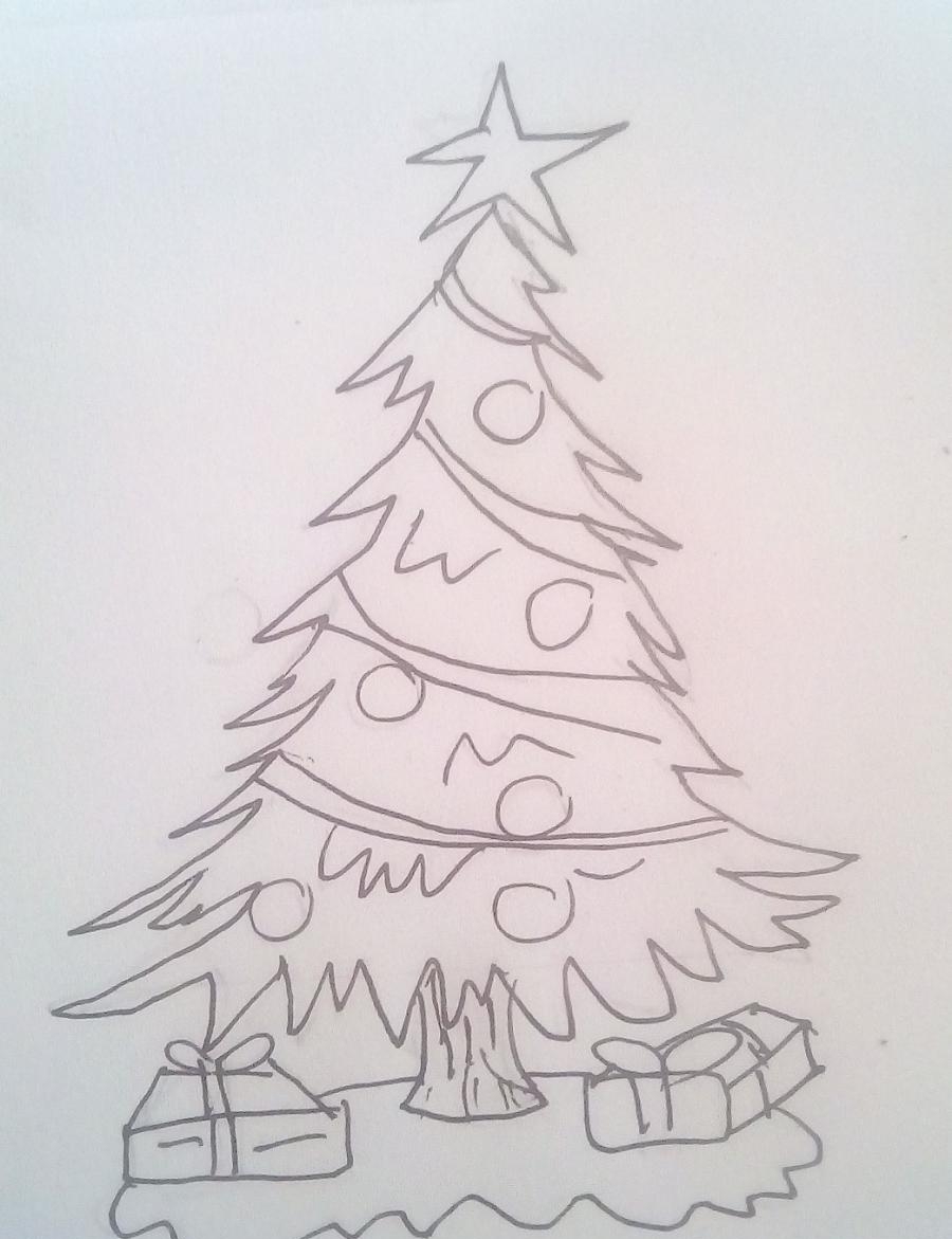 Vianočný stromček kreslený -3,5