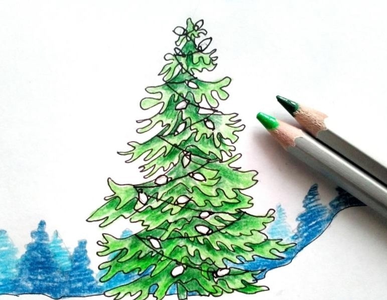 Vianočný stromček kreslený -6,6