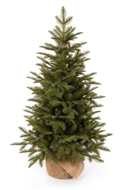 Vianočný stromček v kvetináči z vrecoviny 3D Jedľa Prírodná s bledozeleným ihličím