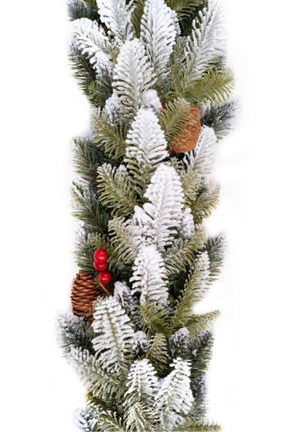 Vianočná girlanda 3D Jedľa Zasnežená z PE a PVC ihličia