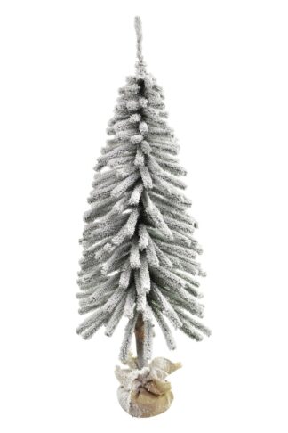 Zasnežený vianočný stromček na pníku vo vrecovinovom stojane, Mini Smrek Tatranský zasnežený.