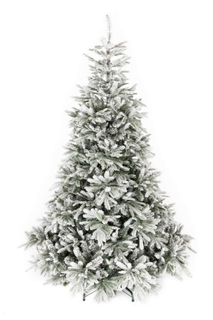 Umelý vianočný stromček 3D Smrek Grónsky. Stromček je husto pokrytý vrstvou umelého snehu.