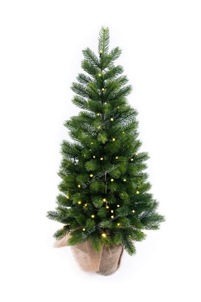 Vianočný stromček 100% 3D Mini Smrek s osvetlením, stromček má husté ihličie a je osadený do kvetináča