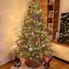 Umelý vianočný stromček 3D Jedľa Kaukazská 180cm, stromček je ozdobený červenými a bielymi ozdobami