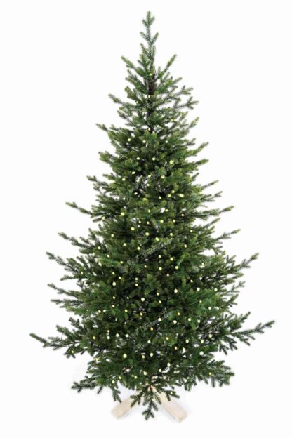 Umelý vianočný stromček FULL 3D Smrek Prírodný s LED osvetlením, stromček má husté zelené ihličie a predmotané LED osvetlenie