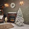 Umelý vianočný stromček 3D Smrek Aljašský v kvetináči, stromček má husto zasnežené vetvičky