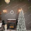 Umelý vianočný stromček Smrek Biely Úzky, stromček má vetvičky husto pokryté umelým snehom