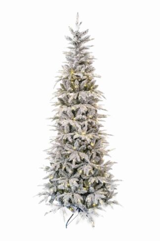 Umelý vianočný stromček 3D Jedľa Biela Štíhla LED, má husto zansežené vetvičky