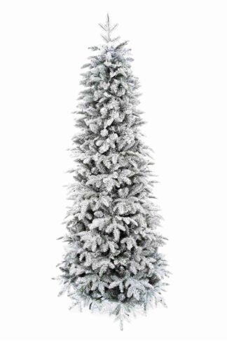 Umelý vianočný stromček 3D Jedľa Biela Úzka, má husto zasnežené vetvičky
